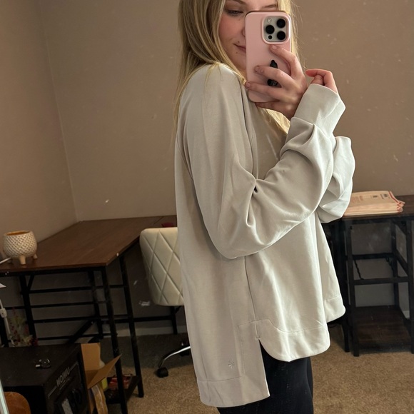 Athleta Cream Modal Pullover Sweatshirt Size Medium - Picture 8 of 9